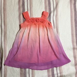 Girls Sheer Pastel Dress with Rose Detail